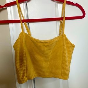 yellow ribbed cropped  tank top